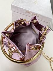 Colestore Jimmy Choo Bon Bon Pink Mirror Fabric Mini Bag with Metal Handle 16x16x9cm - 2