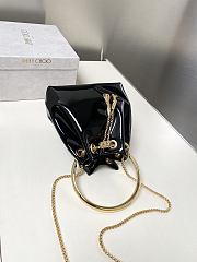 Colestore Jimmy Choo Bon Bon Black Mirror Fabric Mini Bag with Metal Handle 16x16x9cm - 5