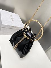 Colestore Jimmy Choo Bon Bon Black Mirror Fabric Mini Bag with Metal Handle 16x16x9cm - 4