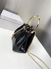 Colestore Jimmy Choo Bon Bon Black Mirror Fabric Mini Bag with Metal Handle 16x16x9cm - 2