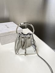 Colestore Jimmy Choo Bon Bon Silver Mirror Fabric Mini Bag with Metal Handle 16x16x9cm - 1