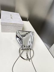 Colestore Jimmy Choo Bon Bon Silver Mirror Fabric Mini Bag with Metal Handle 16x16x9cm - 3