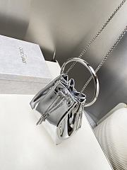 Colestore Jimmy Choo Bon Bon Silver Mirror Fabric Mini Bag with Metal Handle 16x16x9cm - 2
