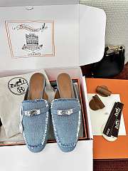 Colestore Hermès Oz Mules Fringed Denim Blue  - 1