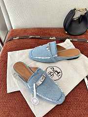 Colestore Hermès Oz Mules Fringed Denim Blue  - 4