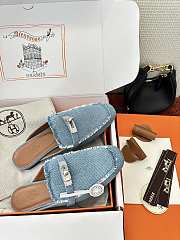 Colestore Hermès Oz Mules Fringed Denim Blue  - 3