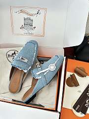 Colestore Hermès Oz Mules Fringed Denim Blue  - 2
