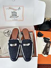 Colestore Hermès Oz Mules Fringed Denim Dark Blue  - 1