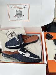 Colestore Hermès Oz Mules Fringed Denim Dark Blue  - 5