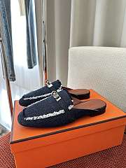 Colestore Hermès Oz Mules Fringed Denim Dark Blue  - 3