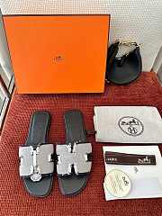 Colestore Hermes Oran Sandals Canvas Back Gray - 1