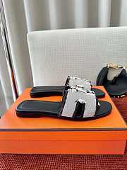 Colestore Hermes Oran Sandals Canvas Back Gray - 6