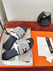 Colestore Hermes Oran Sandals Canvas Back Gray - 4