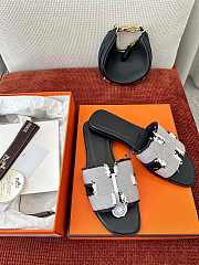 Colestore Hermes Oran Sandals Canvas Back Gray - 3