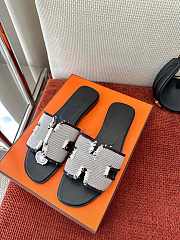 Colestore Hermes Oran Sandals Canvas Back Gray - 2