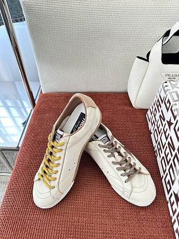 Colestore Golden Goose True-Star in White Nappa Leather With Gold Star and Beige Suede