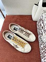 Colestore Golden Goose True-Star in White Nappa Leather With Gold Star and Beige Suede - 2