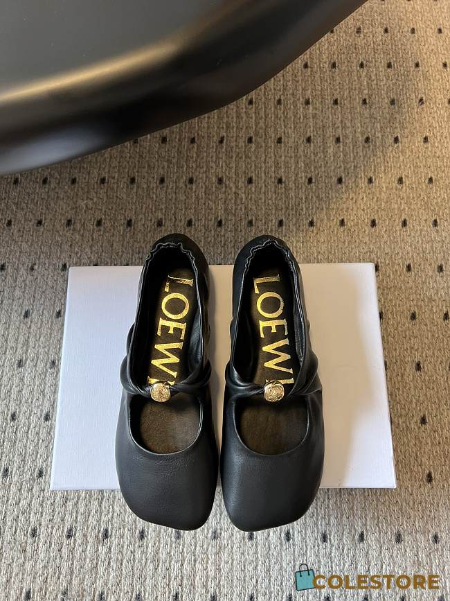 Colestore Loewe Pebble Soft Ballerina in Nappa Lambskin Black - 1