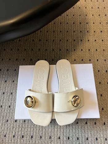 Colestore Loewe Pebble Slide in Soft Calfskin Sea Salt
