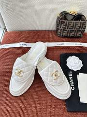 Colestore Chanel Quilted Double C Buckle Mule Slippers White - 4
