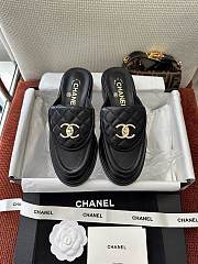 Colestore Chanel Quilted Double C Buckle Mule Slippers Black - 1