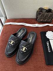 Colestore Chanel Quilted Double C Buckle Mule Slippers Black - 6
