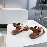 Colestore Celine Triomphe Raffia and Calfskin Flat Sandals Brown - 5