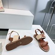 Colestore Celine Triomphe Raffia and Calfskin Flat Sandals Brown - 3