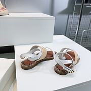Colestore Celine Triomphe Raffia and Calfskin Flat Sandals White - 6