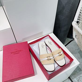 Colestore Valentino Garavani Rope Detail Raffia Slide Sandals White