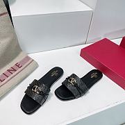 Colestore Valentino Garavani Rope Detail Raffia Slide Sandals Black - 3