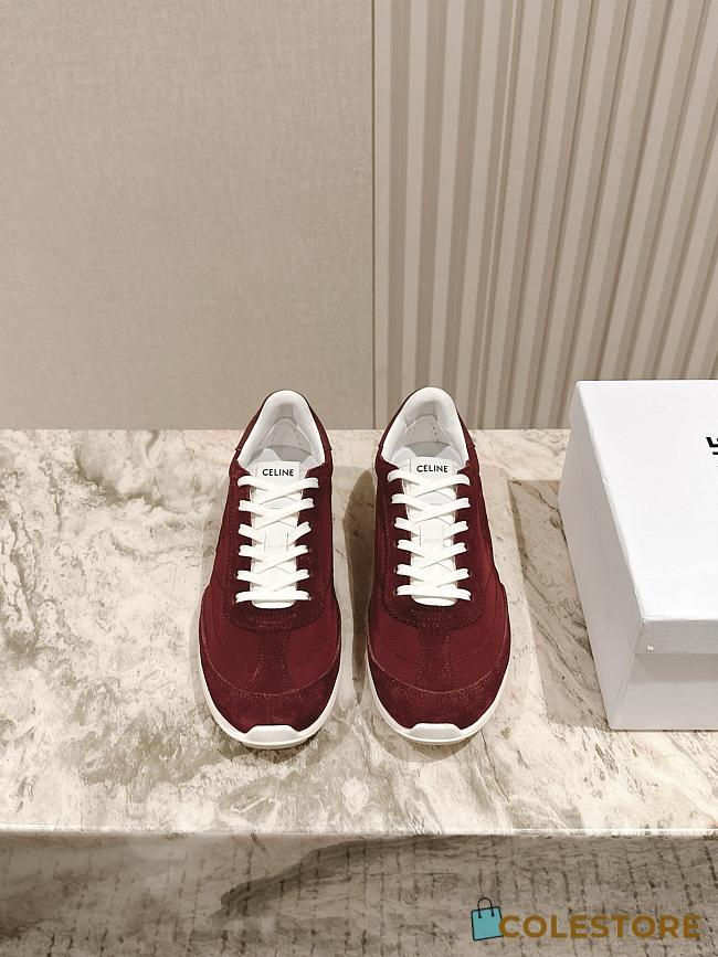 Colestore Celine Racer - Low Top Sneaker With Triomphe In Nylon, Suede Calfskin And Calfskin Burgundy - 1