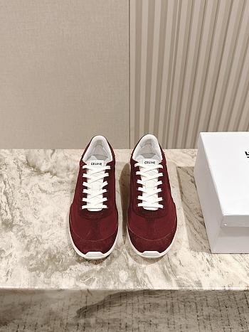 Colestore Celine Racer - Low Top Sneaker With Triomphe In Nylon, Suede Calfskin And Calfskin Burgundy