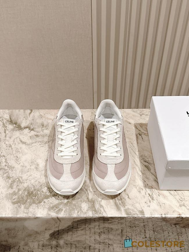 Colestore Celine Racer - Low Top Sneaker With Triomphe In Nylon, Suede Calfskin And Calfskin Shrimp pink - 1