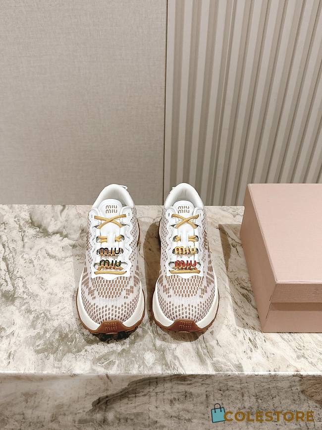 Colestore Miu Miu Technical Fabric Sneakers Light Brown - 1