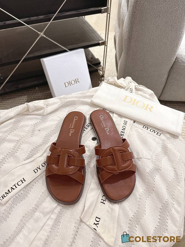 Colestore Dior D-Club Slide Camel Calfskin  - 1