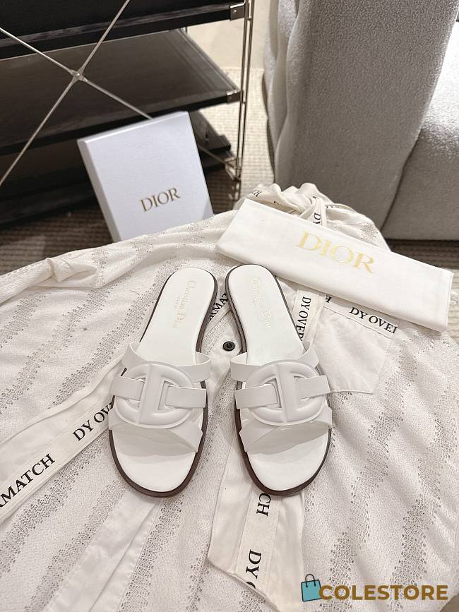 Colestore Dior D-Club Slide White Calfskin  - 1