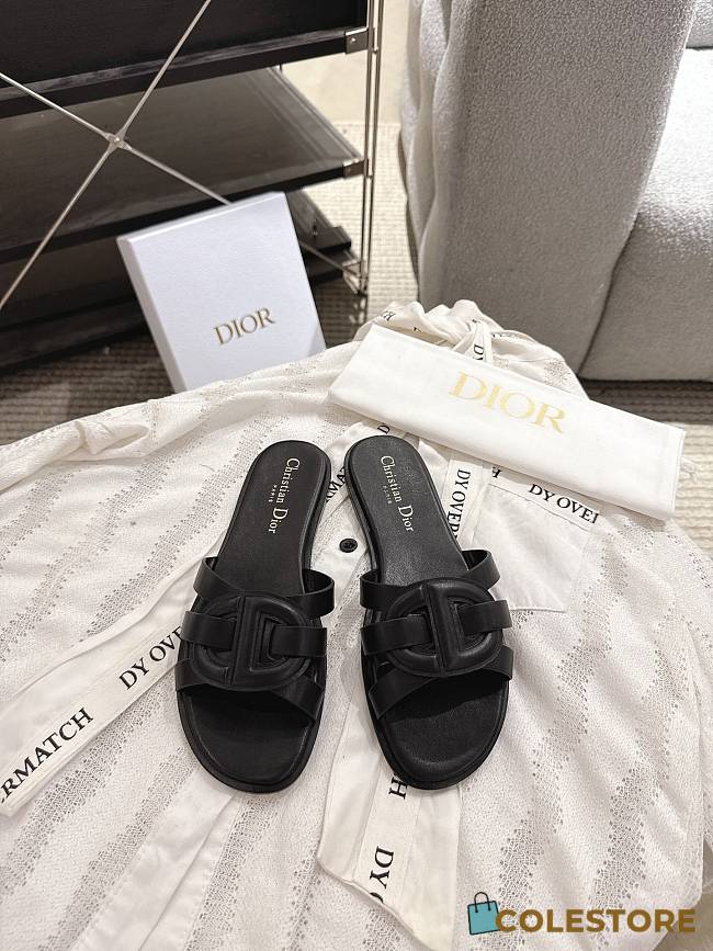 Colestore Dior D-Club Slide Black Calfskin  - 1