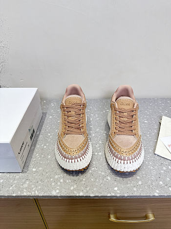 Colestore Chloé Nama Wedge Sneaker Tan Rose