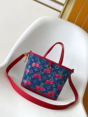 Colestore Louis Vuitton LV x TM Neverfull Inside Out BB Monogram Cherry Denim 26.5x11x16.5cm - 3