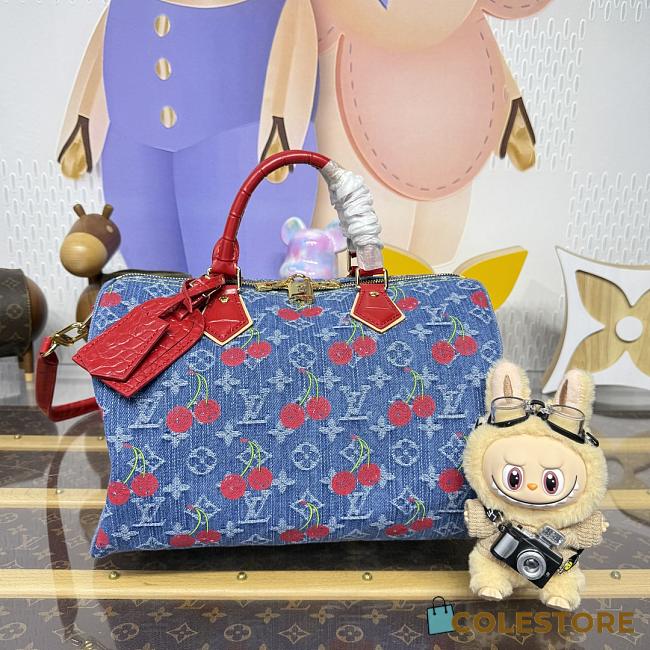 Colestore Louis Vuitton LV x TM Bolsa Speedy Soft 30 Denim Cherry 30x21x17cm - 1