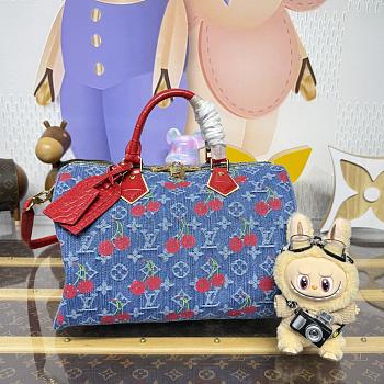 Colestore Louis Vuitton LV x TM Bolsa Speedy Soft 30 Denim Cherry 30x21x17cm