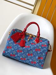 Colestore Louis Vuitton LV x TM Bolsa Speedy Soft 30 Denim Cherry 30x21x17cm - 4