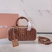 Colestore Miu Miu Matelassé Leather Bowling Bag in Brown 22x10.5x7.5cm - 1
