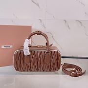 Colestore Miu Miu Matelassé Leather Bowling Bag in Brown 22x10.5x7.5cm - 2