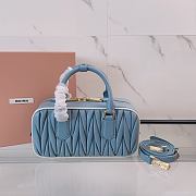 Colestore Miu Miu Matelassé Leather Bowling Bag in Blue 22x10.5x7.5cm - 5