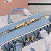 Colestore Miu Miu Matelassé Leather Bowling Bag in Blue 22x10.5x7.5cm - 3
