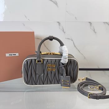 Colestore Miu Miu Matelassé Leather Bowling Bag in Gray 22x10.5x7.5cm