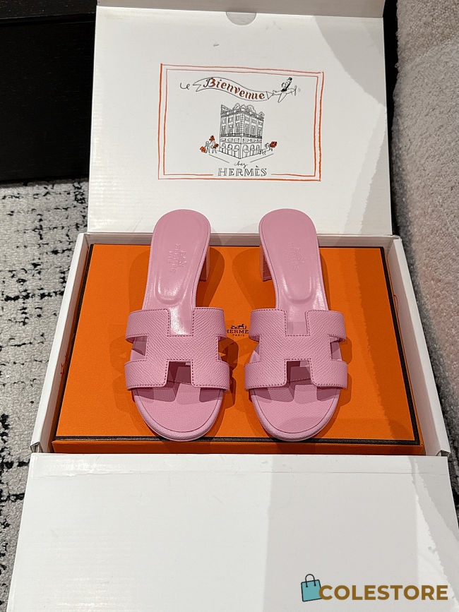 Colestore Hermès Oasis High Heel Slide Sandal Rose De Venise - 1