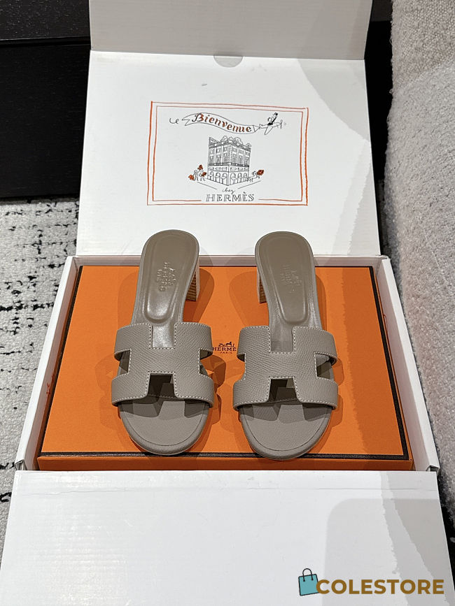 Colestore Hermès Oasis High Heel Slide Sandal Taupe-Gray - 1